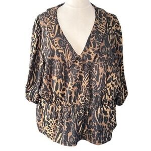 ASOS ANIMAL PRINT PEPLUM BLOUSE